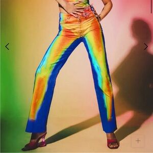 NWT Jaded London Sydney Carlson Heatmap Rainbow Loose Straight Fit Jeans wst 25